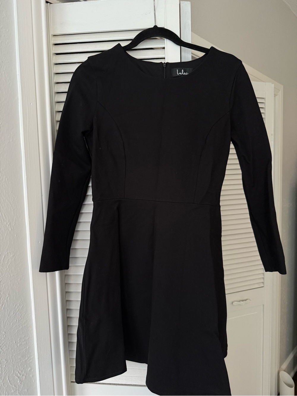 Lulu's Black Long-Sleeve Fit & Flare Mini Dress